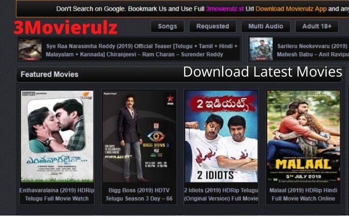 3Movierulz | Download Latest Tamil, Telugu, Hindi And Malayalam Movies For Free