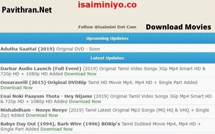 Isaimini | Download Latest HD Movies For Free